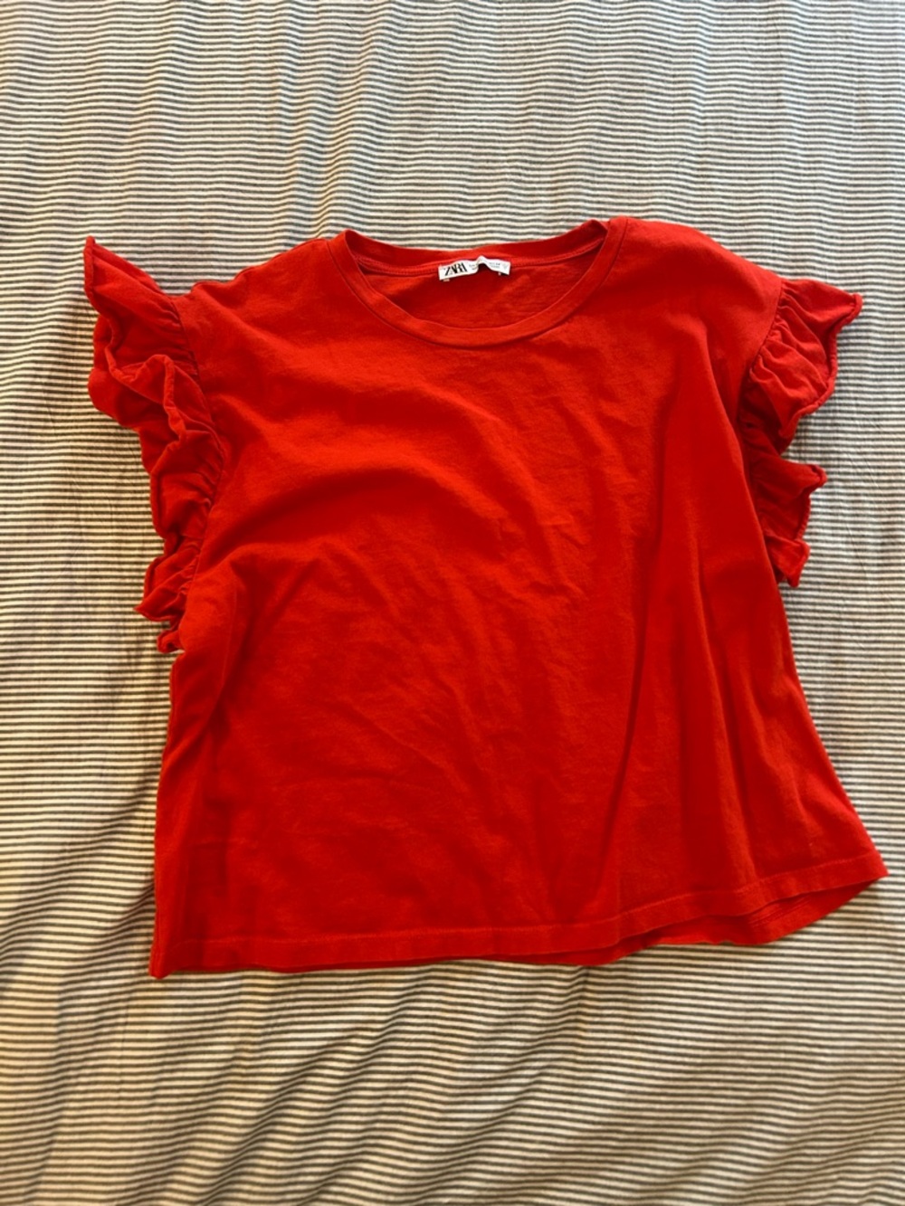 Zara Bright Red Crewneck Tee
